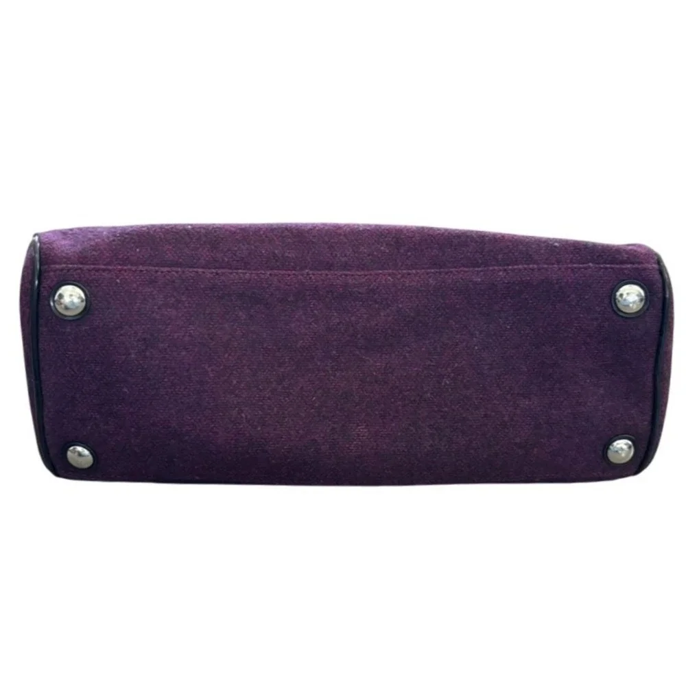 Coach Signature Wool Stripe Satchel‎ Passion Berry Charcoal F24784